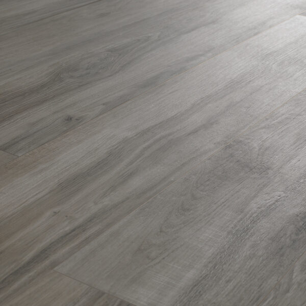 Lignum Grigio porcelain tile floor installed diagonally