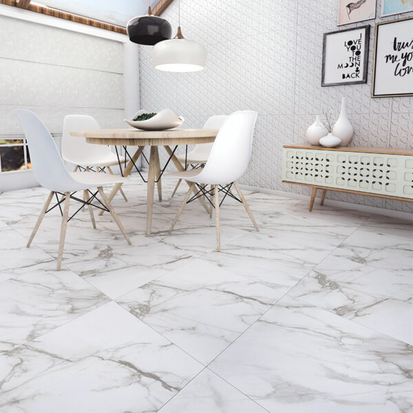 Machiatto Calacatta porcelain tile in living room