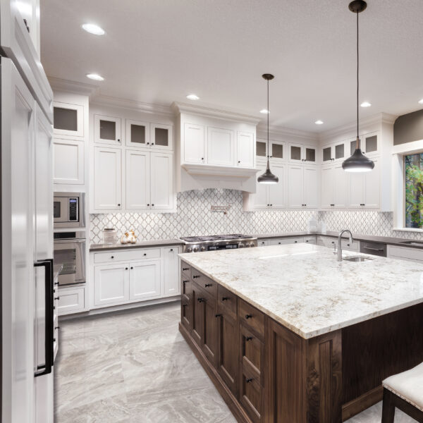 Mayfair Stella Argento porcelain tile in kitchen