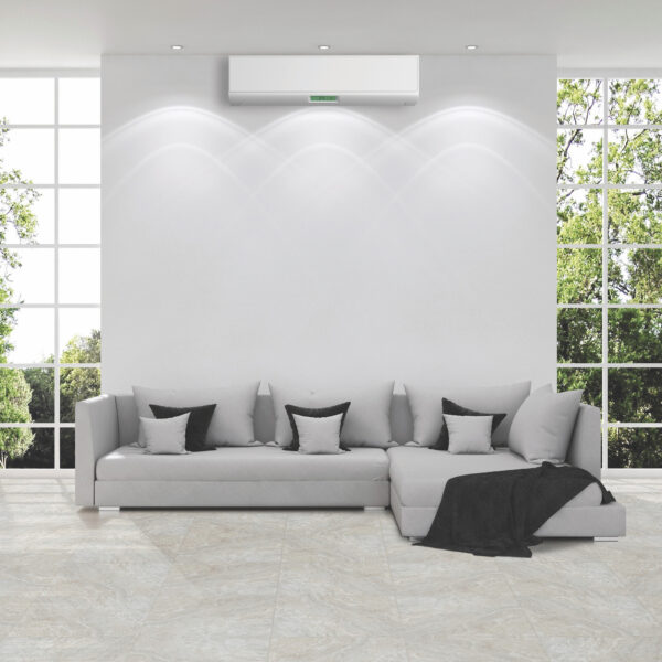 Onyx Stone Ice porcelain tile in living room